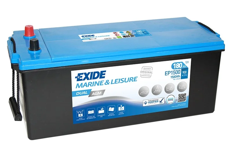 bateria exide ep1500 dual agm 180 ah 1